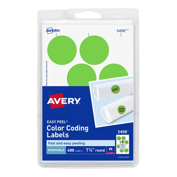 REMOVABLE CODING LABELS NEON GREEN 1-1/4" PQ.400