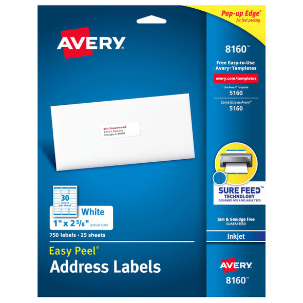 EASY PEEL ADDRESS LABELS 1" X 2-5/8" PQ. 750