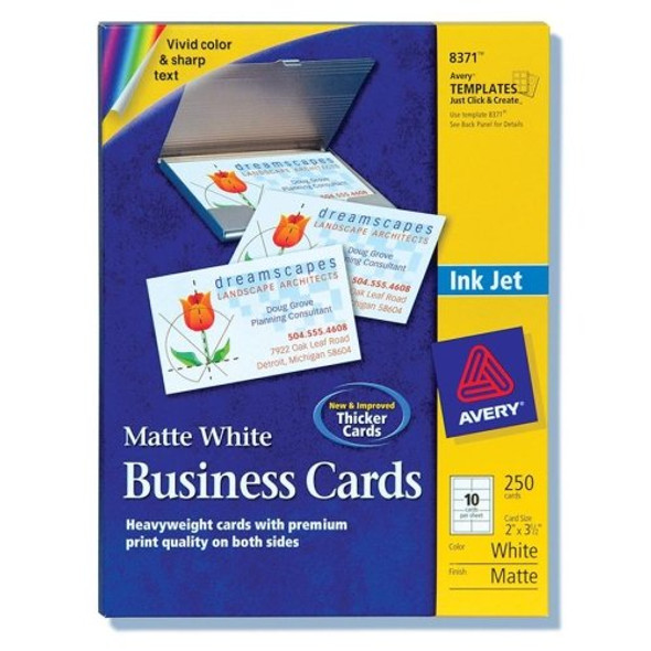 INK JET BUSINESS CARDS 2" X 3-1/2" WHITE PQT.250