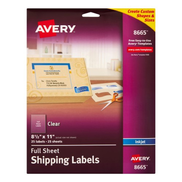 SHIPPING LABELS CLEAR 8-1/2" X 11"