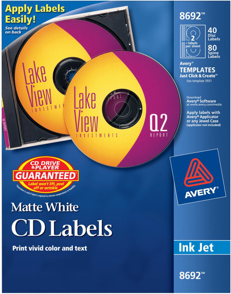 CD/DVD LABELS MATTE 40 FACE AND 80 SPINE PQ.40