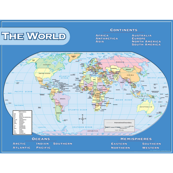 WORLD MAP CHART 17X22