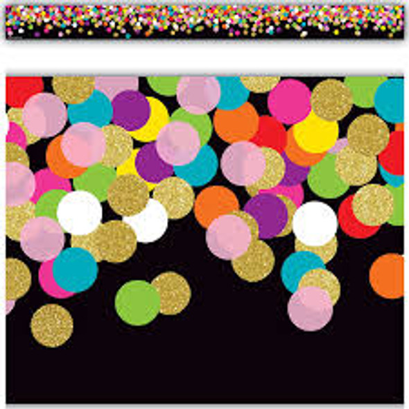 COLORFUL CONFETTI ON BLACK STRAIGHT BORDER