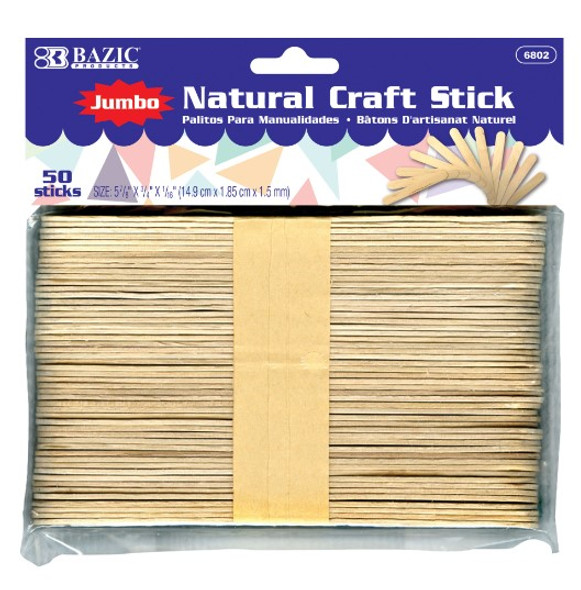 Jumbo Natural Craft Stick 50ct