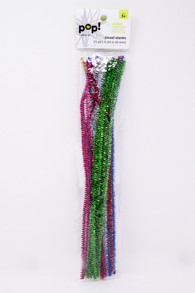 CHENILLE STEMS TINSEL MULT 6MM