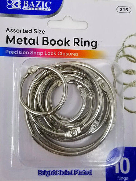 METAL BOOK RINGS ASSORTED SIZE PQ.10