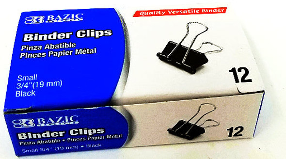 BINDER CLIPS SMALL 3/4" PQ.12