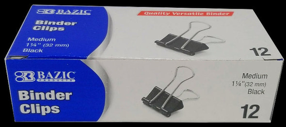 BINDER CLIPS MEDIUM 1-1/4" PQ.12