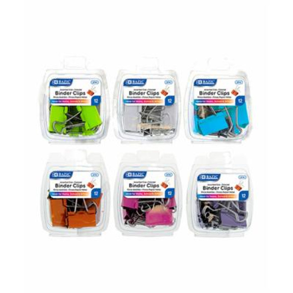 BINDER CLIP ASSORTED SIZES AND COLORS PQ.12