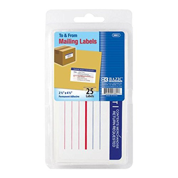 MAILING LABEL 2-1/2" X 4-1/2" PQT.25