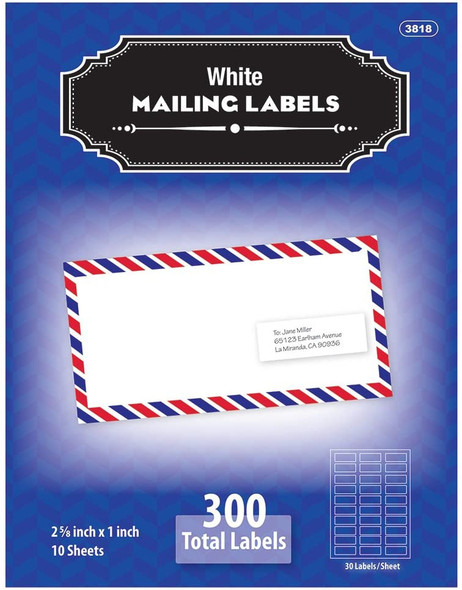 WHITE MAILING LABEL 1" X 2-5/8" PQT.300