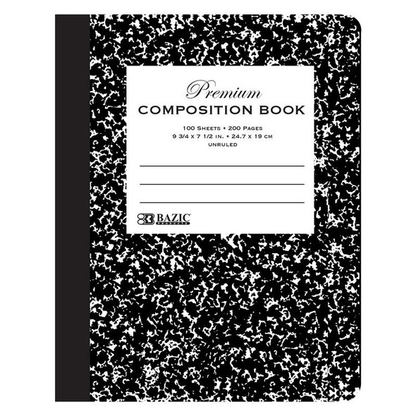 COMPOSITION BOOK UNRULED BLACK MARBLE