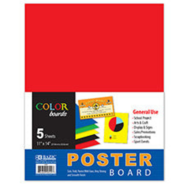 POSTER BOARD ASSORTED COLORS 11" X 14" PQ.5