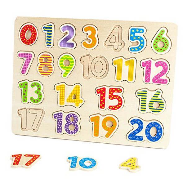 POPLAR'S WOODEN NUMBERS PUZZLE BOARD 21PCS