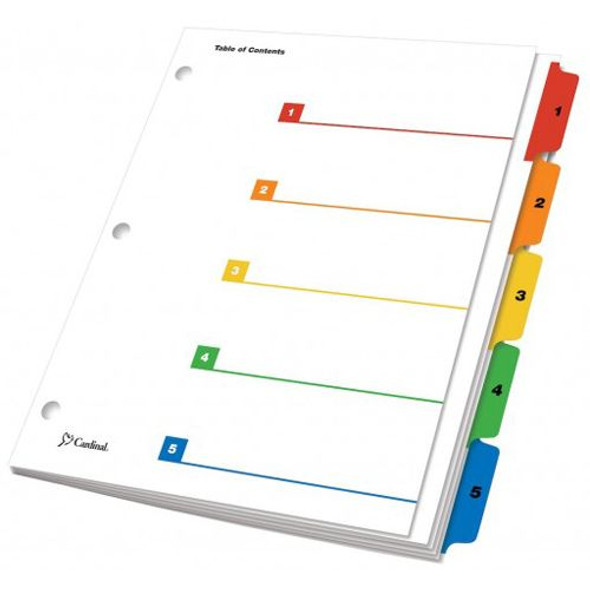 PRINTABLE INDEX DIVIDERS 5 TAB MULTICOLOR