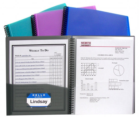 SPIRAL-BOUND POLY PORTFOLIO 8-POCKET