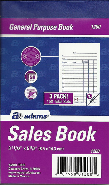 SALES BOOK CARBON 2PT 3X5 *(PQ.3)* #1200