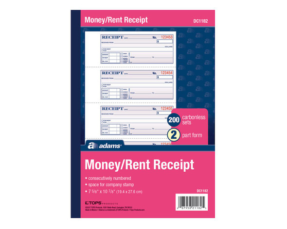 MONEY/RENT RECEIPT NCR 2PT 200 SET 7" X 11"