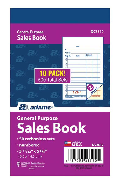 SALES ORDER BOOK NCR 2PT 3" X 5" PQ.10