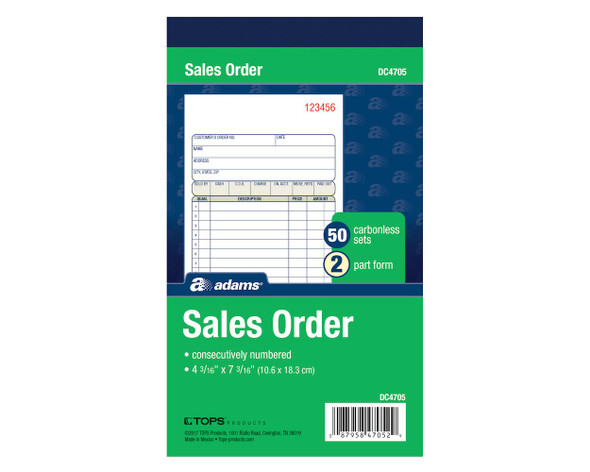 SALES ORDER BOOK NCR 2PT 4" X 7"