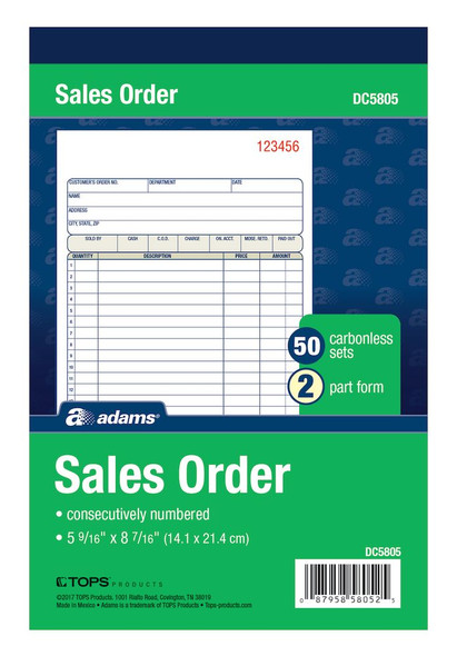 SALES ORDER BOOK NCR 2PT 5" X 8"