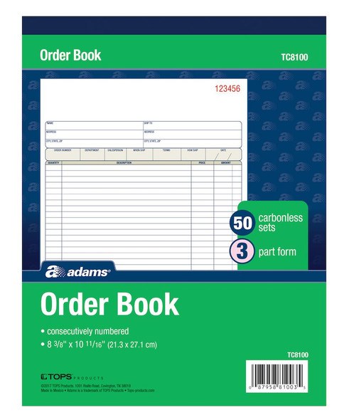 SALES ORDER BOOK NCR 3PT 8" X 10"