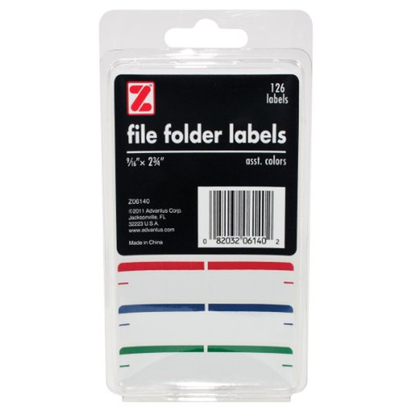 FILE LABELS WHITE/ASSORTED COLOR 126/PK