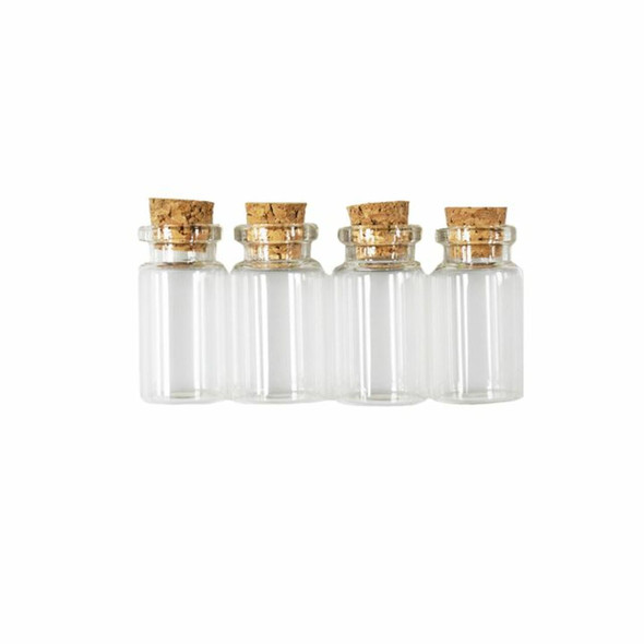 GLASS BOTTLES WITH CORK TOP 2.5''X0.8'' 8 PC