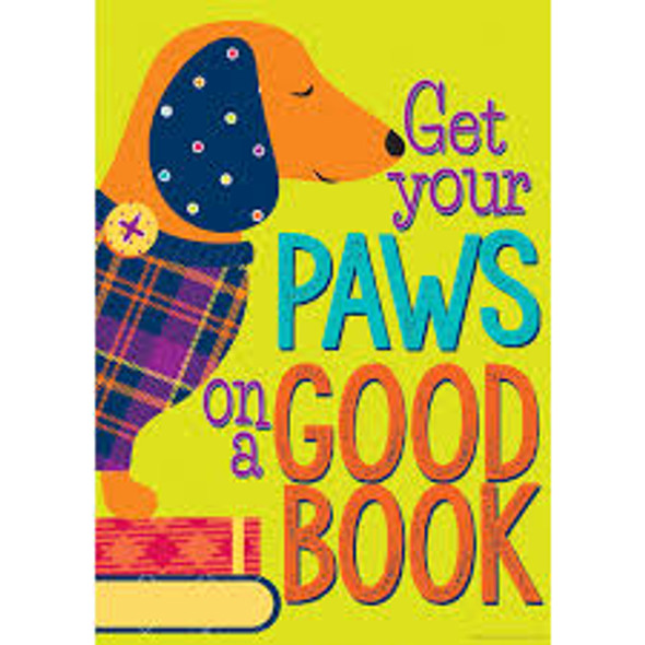 PLAID ATTITUDE PAWS ON A GOOD BOOKS POSTER