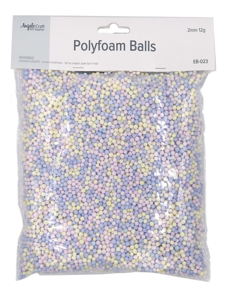 POLYFOAM BALLS MULTI-COLORS PASTEL SMALL 2MM 12G