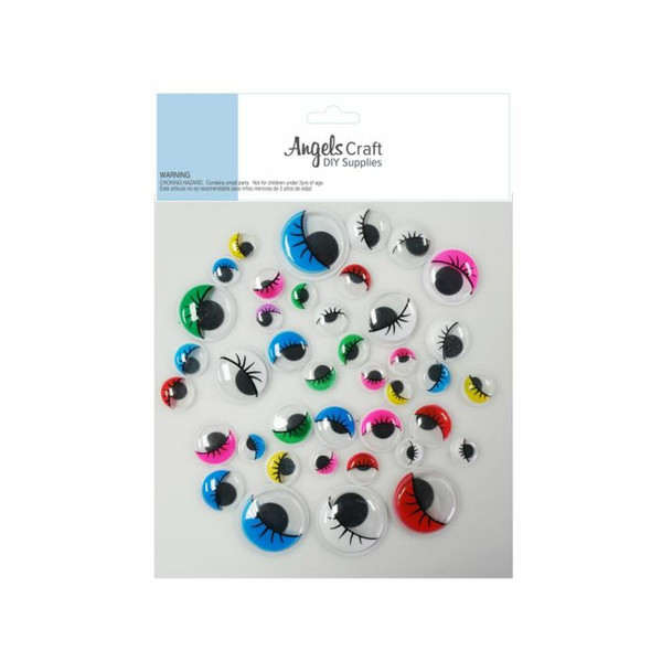 COLOR WIGGLE EYES ASSORTE SIZE 48 PC