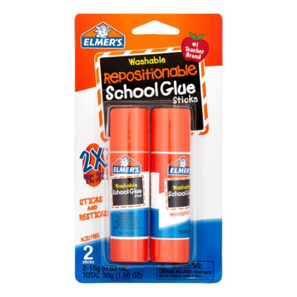 REPOSITIONABLE SCHOOL GLUE STICK 2CT 53OZ