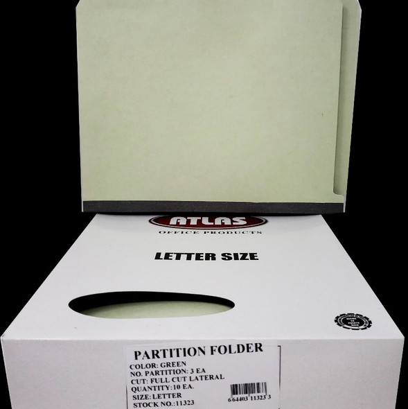 3 PARTITION FOLDER LATERAL GREEN LETTER BOX/10