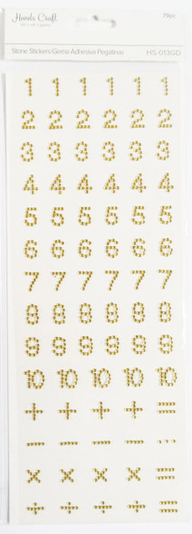 NUMBER STONE STICKER GOLD 79 PC