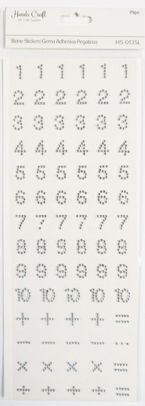 NUMBER STONE STICKER SILVER 79 PC