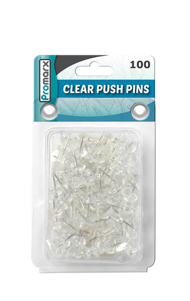 PUSH PINS CLEAR TRANSPARENT PQ.100