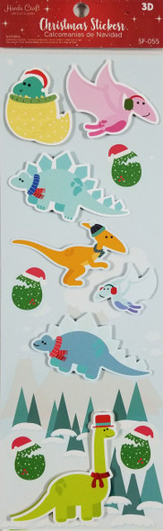 DINOSAUR CHRISTMAS 3D STICKER 11 PC