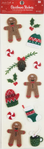 GINGERBREAD MAN 3D STICKER 13 PC