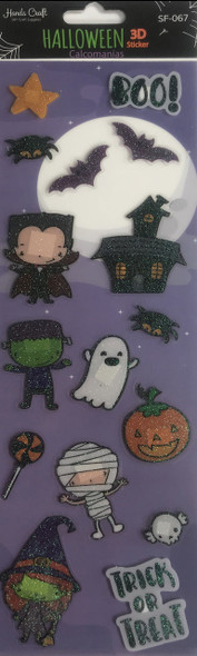 BOO HALLOWEEN 3D STICKER 16 PC