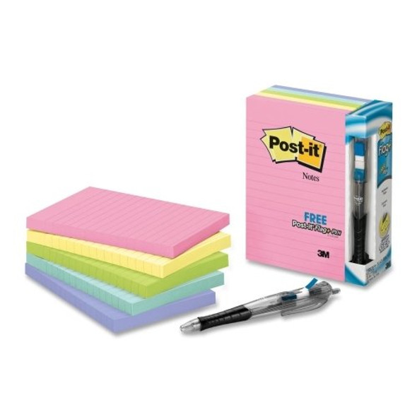 M3 POST IT NOTE 4X6 ASST RULED #660-5PK-AST