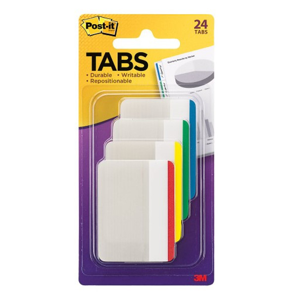 POST-IT DURABLE FILING TABS ASST COLORS 2" X 1.5"