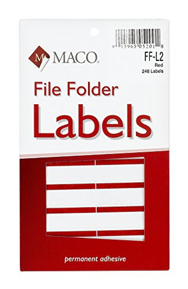 FILE FOLDER LABELS RED 9/16" X 3-7/16" 248 PC