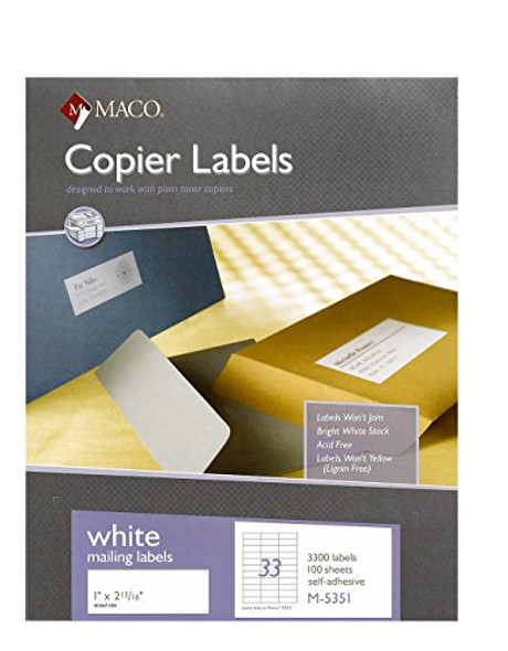 WHITE MAILING LABELS 1" X 2-13/16" 3300 PC