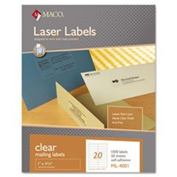 LABELS MAILING 1" X 4" CLEAR 1000 PC