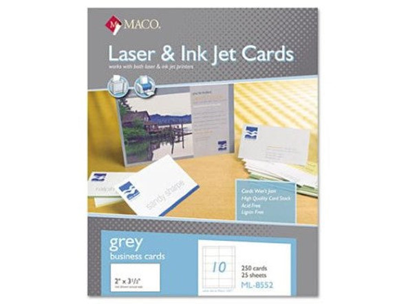 LASER BUSINESS CARDS 2" X 3-1/2" GRAY 250 PC