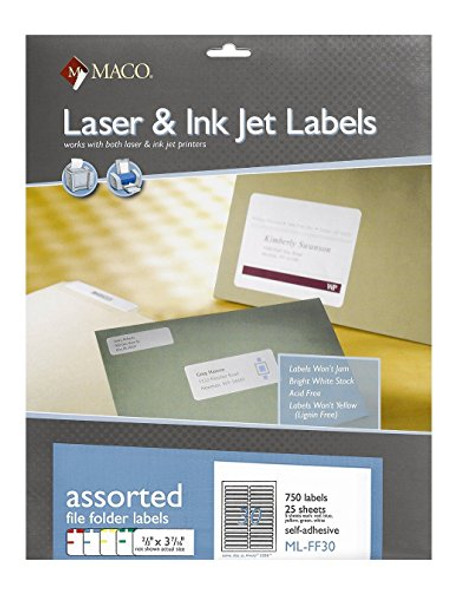 LABELS FILE FOLDER 2/3" X 3-7/16" ASST 750 PC