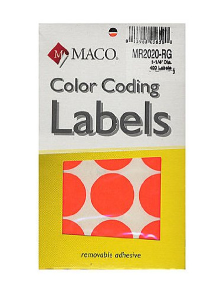 CODING LABEL 1-1/4" RED GLOW 400 PC