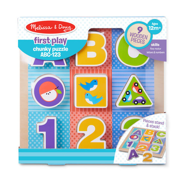 FIRST PLAY WOODEN ABC-123 CHUNKY PUZZLE