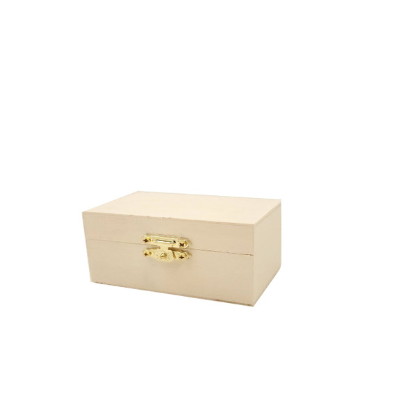 WOODEN JEWELRY BOX WITH FLAT TOP 3.5"W, 1CT