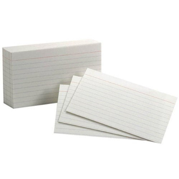 INDEX CARD RULED WHITE 3" X 5" PQ.100